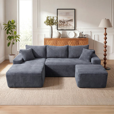 Canapé modulaire en forme de U 94,5 po avec siège profond, sans assemblage requis, canapé-lit modulaire pour salon, chambre à coucher, appartement