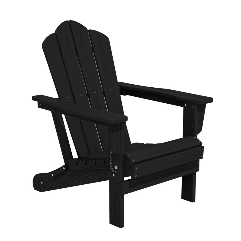 Chaise Adirondack en acier PEHD pliable, Noir, noir, noir, noir