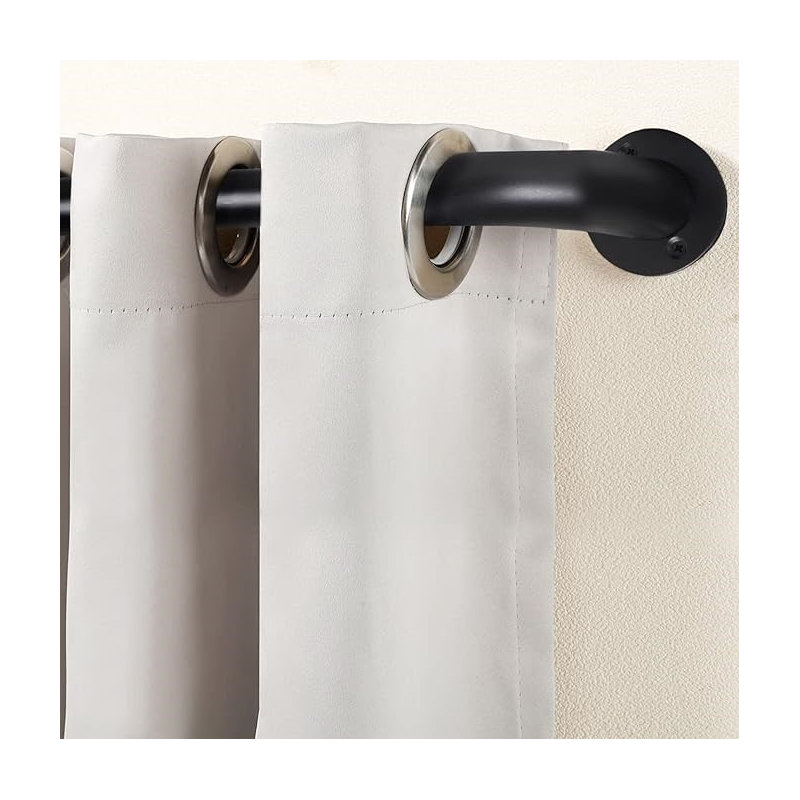 Akzel Adjustable 3cm Single Curtain Pole, 5cm H x 210cm W x 9cm D, Matte Black