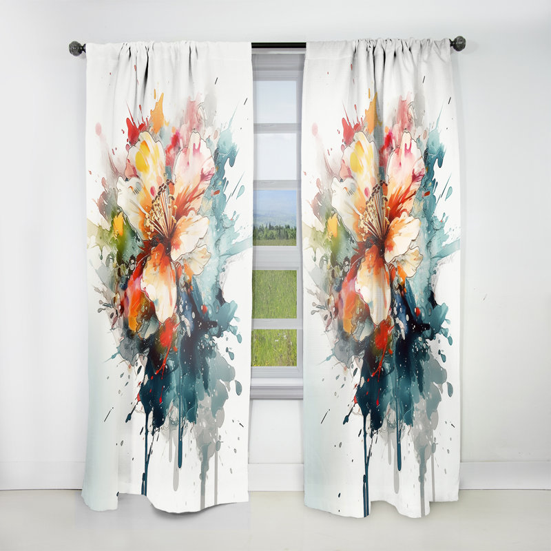 Chalise - Colorful Lily Splash I - Modern Curtain - Velvet Room Darkening - 1 panel, 52" W x 108" L
