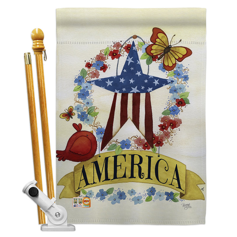 Double Sided 40'' H x 28'' W Polyester Independence Day Flag Set
