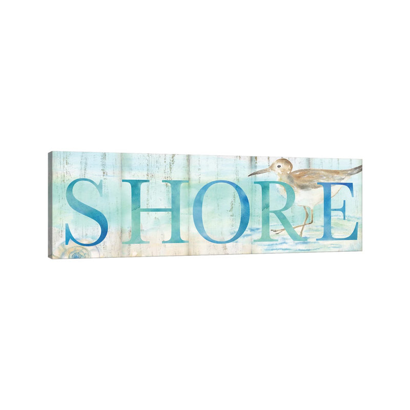 Shore Sandpiper Sign by Cynthia Coulter - Wrapped Canvas Panoramic Print, 30.48 cm H x 91.44 cm W x 1.91 cm D