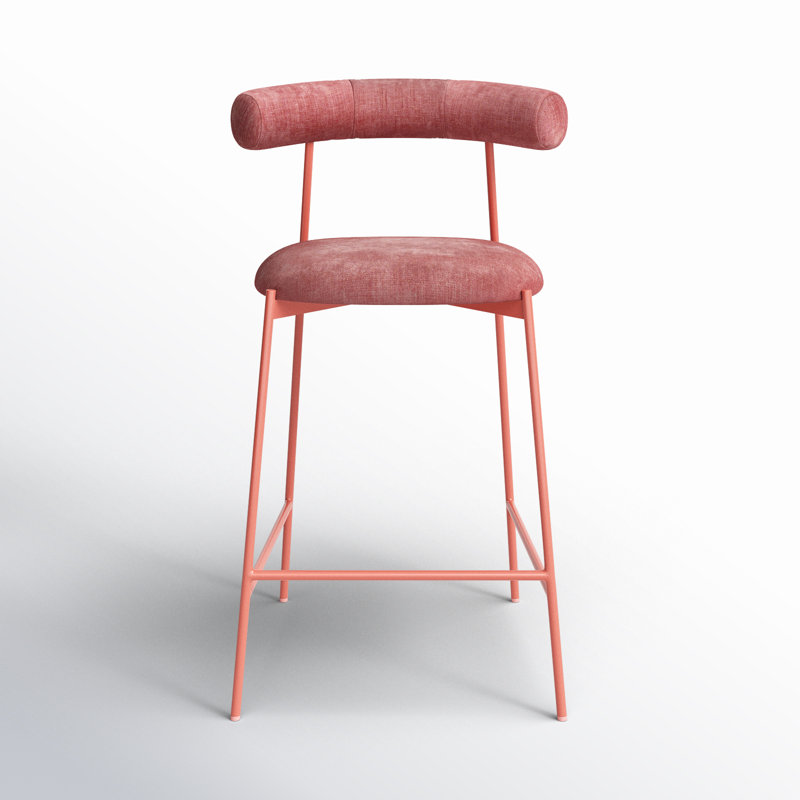 Geraldina Velvet Bar & Counter Stool, Counter Stool (25.4” Seat Height), Mauve