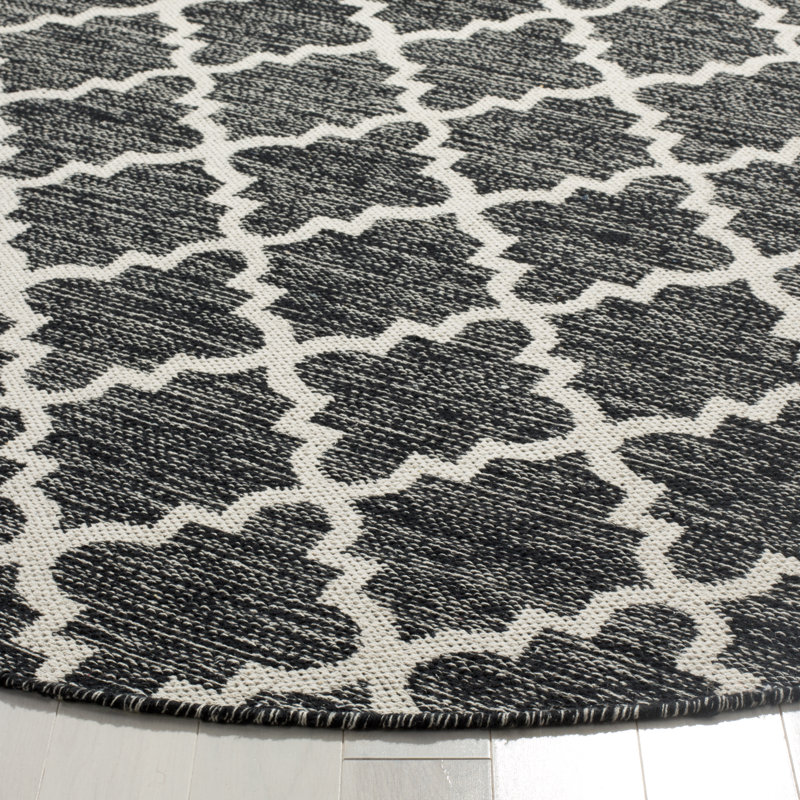 Lockbourne Hand Woven Cotton Geometric Rug, Round 6'