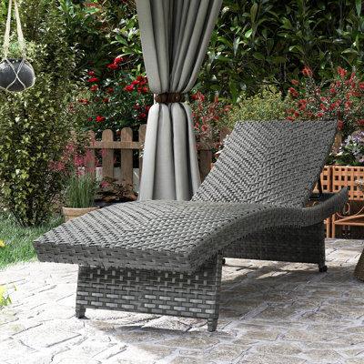 Adjustable Outdoor Chaise Lounge with Reclining Grey