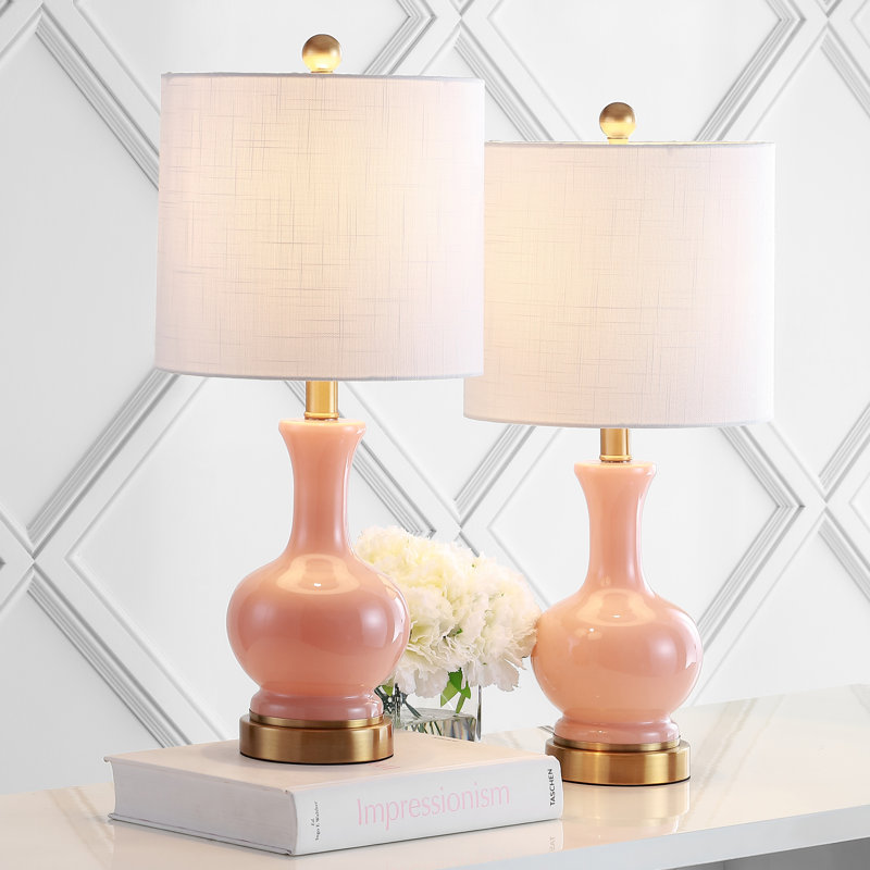 Ensemble de lampes de table 22 "Hillsville, Corail clair / laiton doré