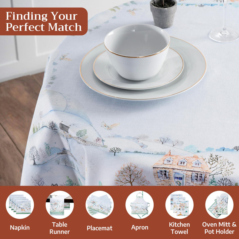Maison d'Hermine Snowy World 100% Cotton Tablecloth - 69" Round, 69" Round