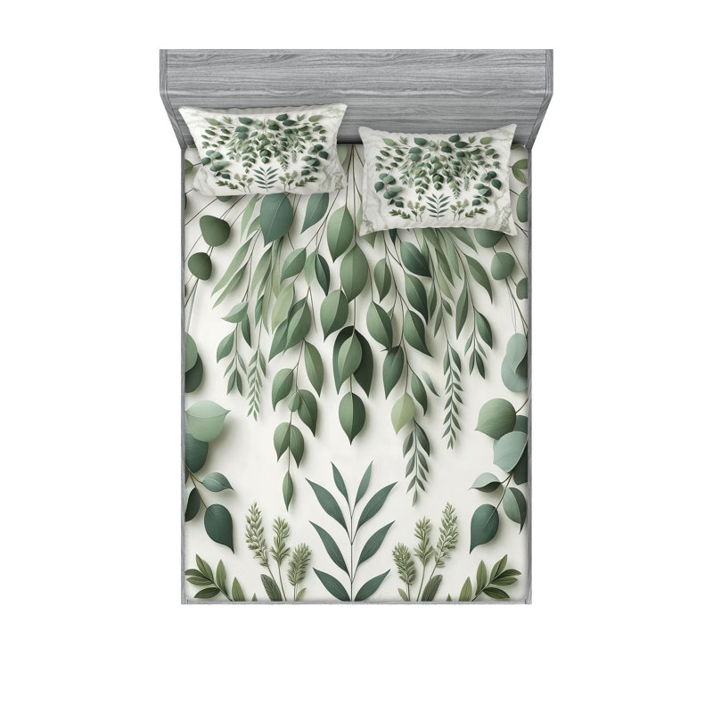Drap-housse et taie décorative Ambesonne avec couronne ivoire et vert laurier