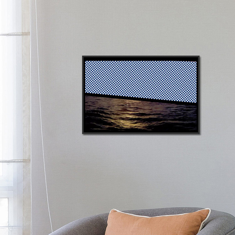 Albree Modern Sunset at Sea, impression sur toile, H 18 po x l 26 po x P 1,5 po, Toile avec cadre noir, Pas de tapis