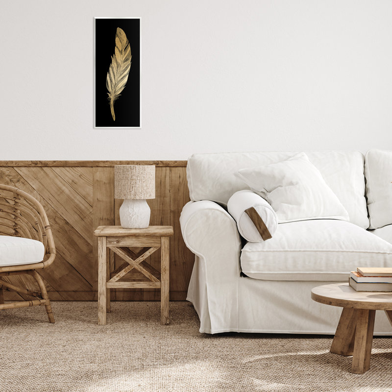 Plaque murale Glam Feather Black & Gold, design par Kim Allen