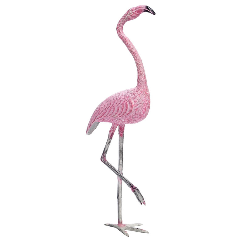 Pink and White Cast Aluminum Flamingo Garden Statue