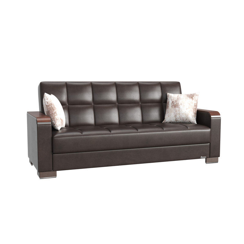 Canapé-lit rembourré avec rangement en bois Primenest Zenaero Collection, Brun