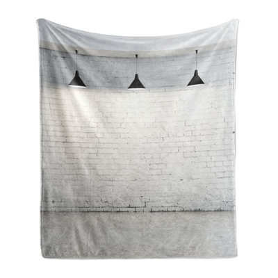 Ambesonne Black White Fleece Throw Blanket Modern Minimalist Black and White