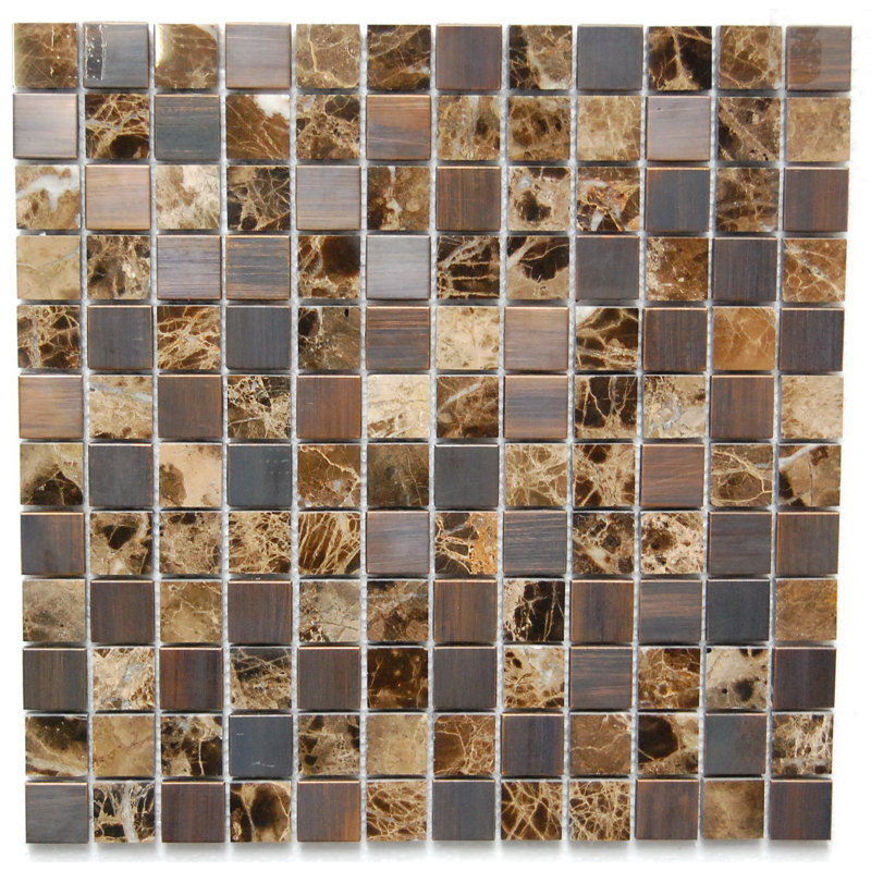 Carreau de mosaïque murale en marbre / métal 1 po x 1 po