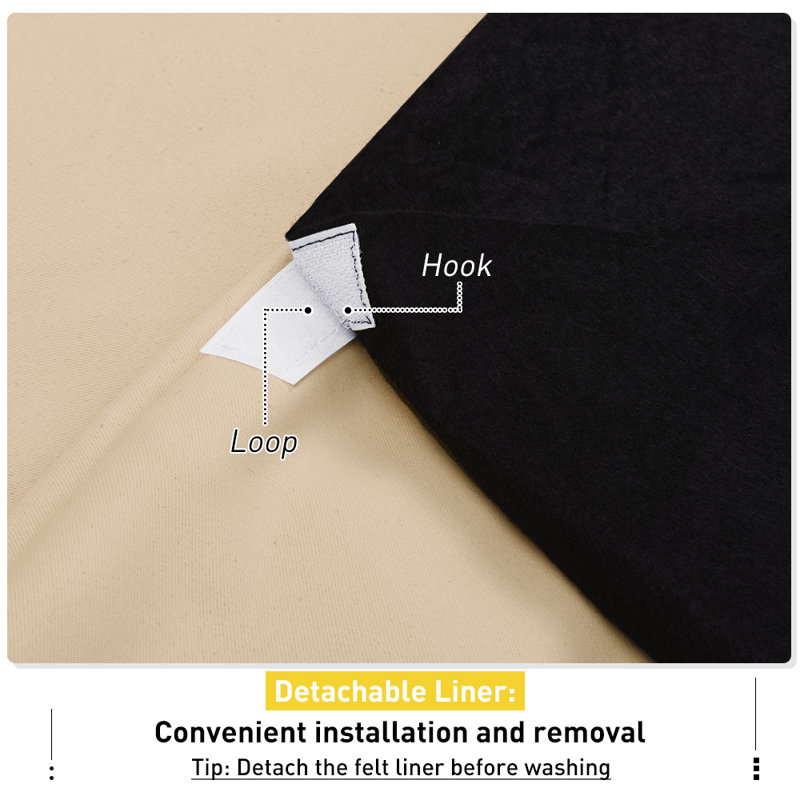 100% Full Blackout Curtains 3 Layers Soundproof Grommet Thermal Insulated Drapes for Bedroom, 2 Panels, Beige, 52" W x 84" L
