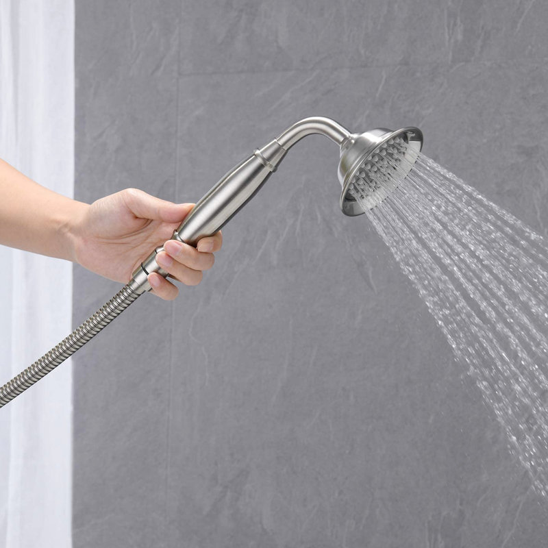 Robinet de baignoire autoportant en nickel brossé - Poignée en métal pour une baignoire à contrôle de l'eau en douceur avec inverseur permettant de passer facilement du bec à la douche à main