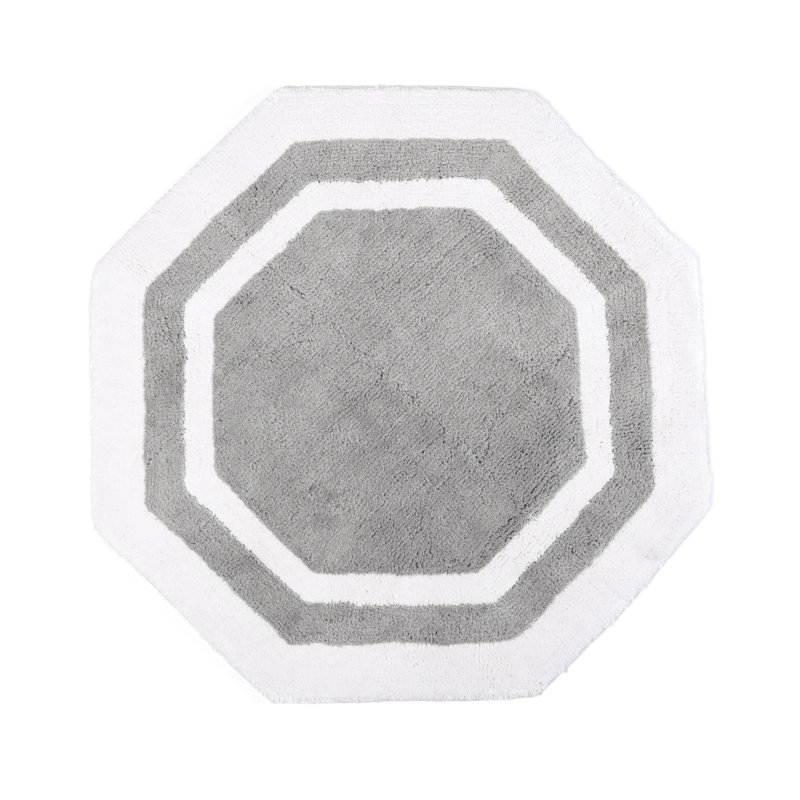 Ipke Cotton Bath Mat, White/Grey Center