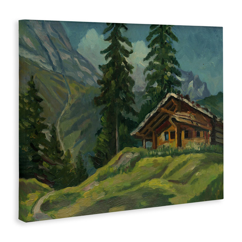 Cabine à la base de la toile de montagne, design par lettré et doublé, H 24 po x l 30 po