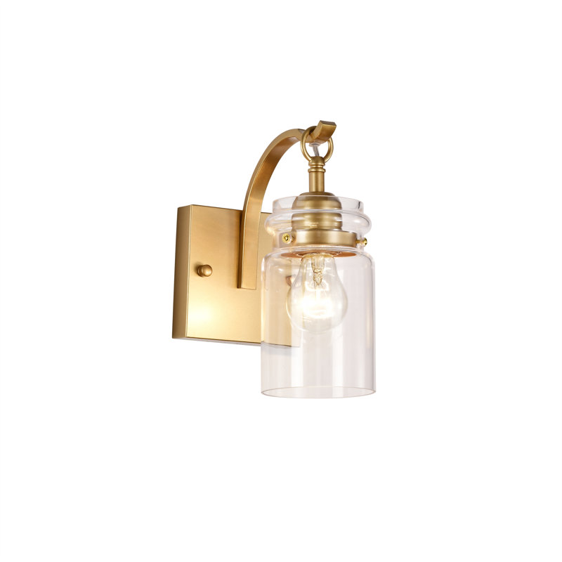 Applique murale avec abat-jour en verre transparent Anastasia - laiton brillant