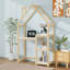 Bureau simple en bois en forme de maison, table d'étude pour enfants avec bibliothèque et rangement pour jouets, bois de pin, assemblage facile-28446206