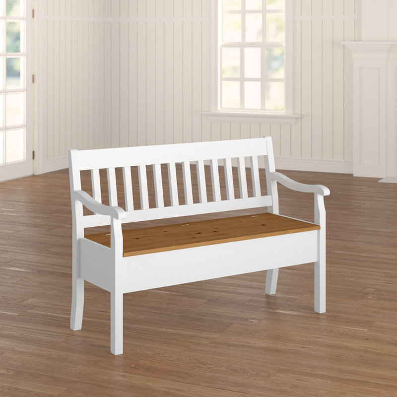 Solid Wood Bench, White/Brown, 93cm H x 130.9cm W x 46cm D