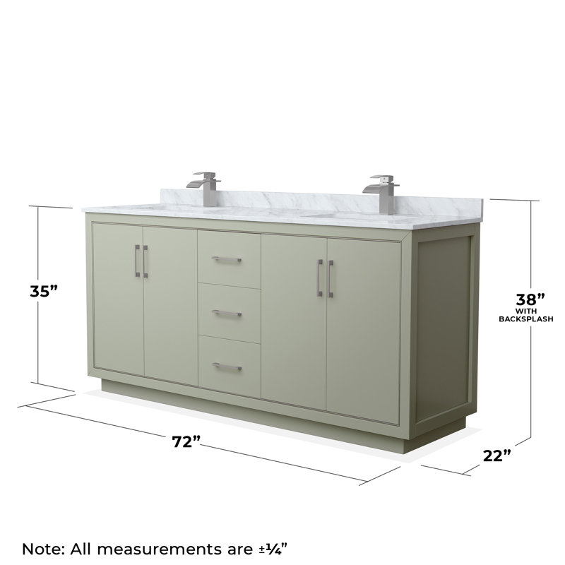 Icon 72" Double Bathroom Vanity Set, Brushed Nickel, Light Green, 72"