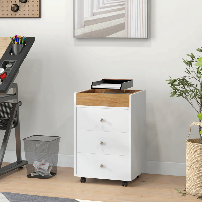 Armoire de rangement de bureau à 3 tiroirs, support pour imprimante, mobile - standard
