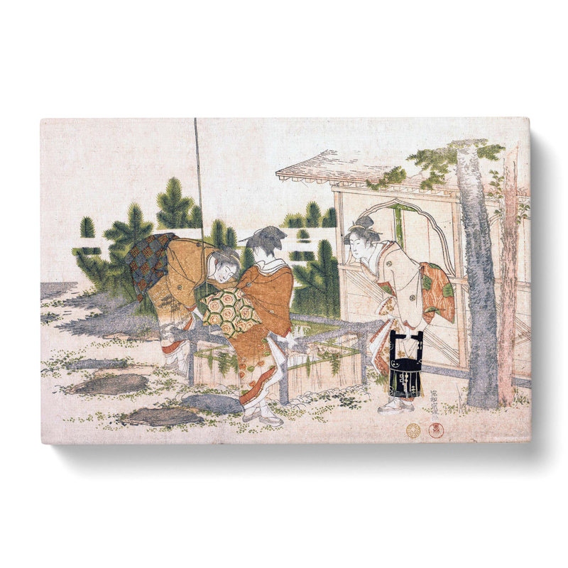 Three Women by Katsushika Hokusai - Wrapped Canvas Painting, 35cm H x 50cm W x 3cm D
