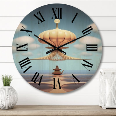 Infinite Possibilities Minimal Surrealistic - Abstract Landscape Oversized Wood Wall Clock