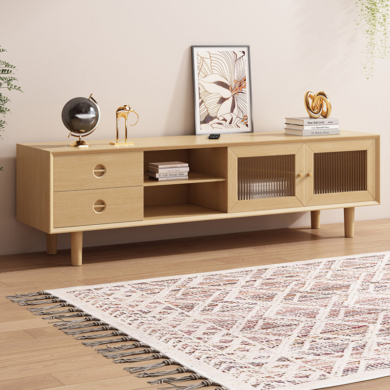 Log wind simple solid wood TV cabinet, 70.86" W