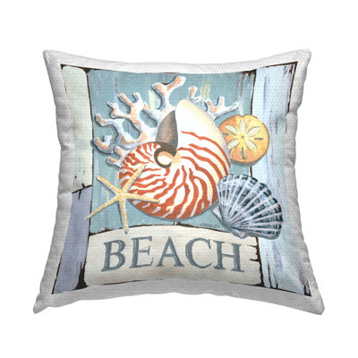 Distressed Beach Shells Outdoor Printed Pillow by Jennifer Brinley