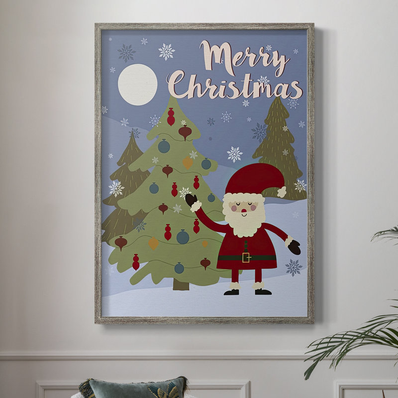 «Winer Santa I», reproduction encadrée - bois massif, H 11 po x l 9 po