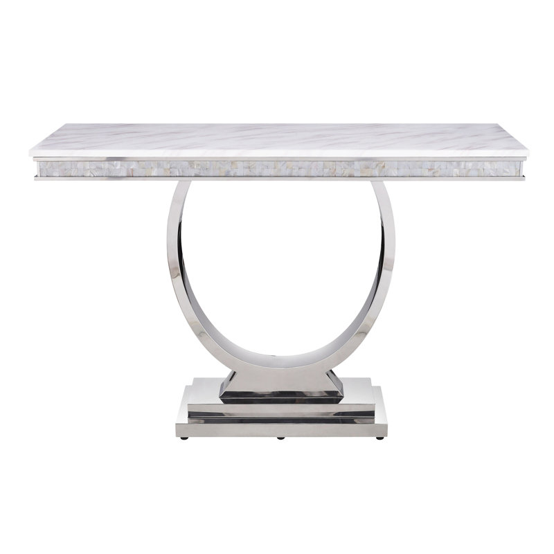 White and Silver Sofa Table