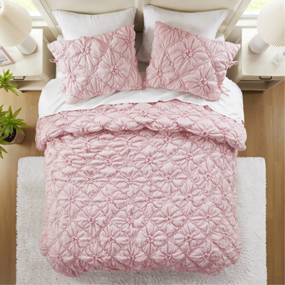 Édredon pour lit simple 2 pièces avec broderie décontractée, ruché élastique, adaptabilité toutes saisons, entretien lavable à la machine, cravates florales, étreinte douce, chaleur légère, standard