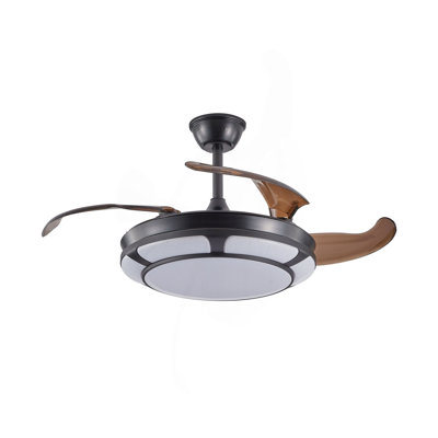 Ventilateur de plafond rétractable de 42 po avec lumière, ventilateur de lustre moderne à DEL avec télécommande, pales réglables à 6 vitesses, moteur à courant continu silencieux, éclairage à intensité variable pour le salon, la chambre à coucher, la salle à manger