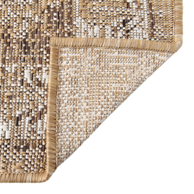 Oriental Machine Woven Polypropylene Indoor / Outdoor Area Rug in Natural, Rectangle 5'3" x 7'10"