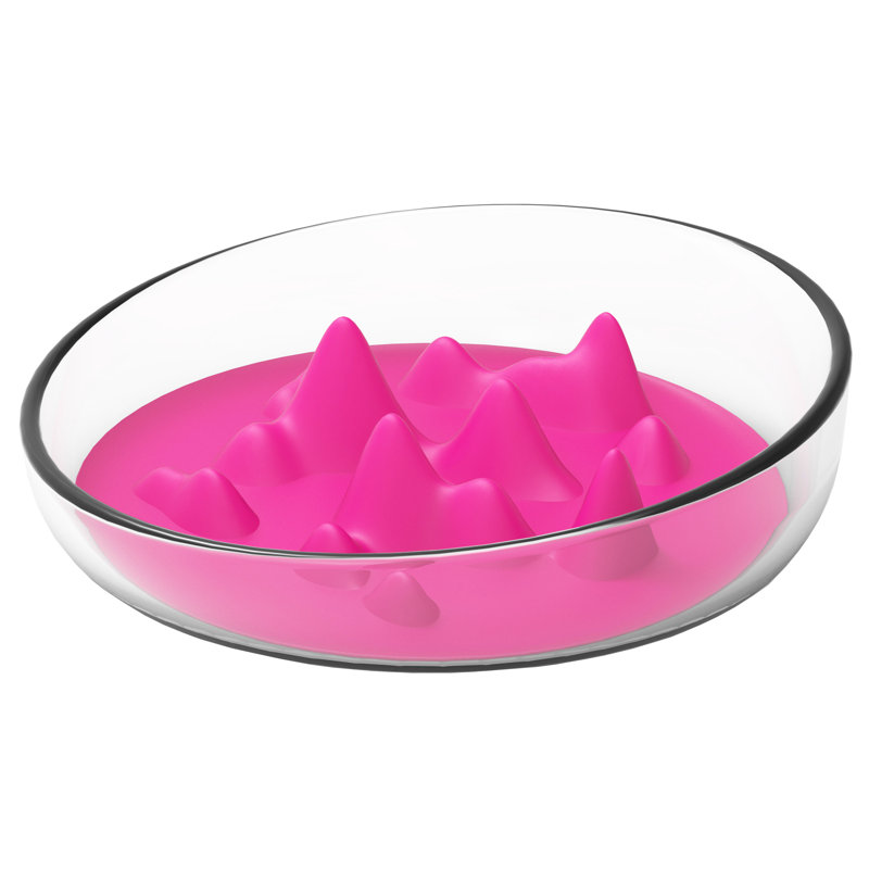 Bol pour animaux en forme de montagne moderne à alimentation lente Pet Cirlicue, Rose