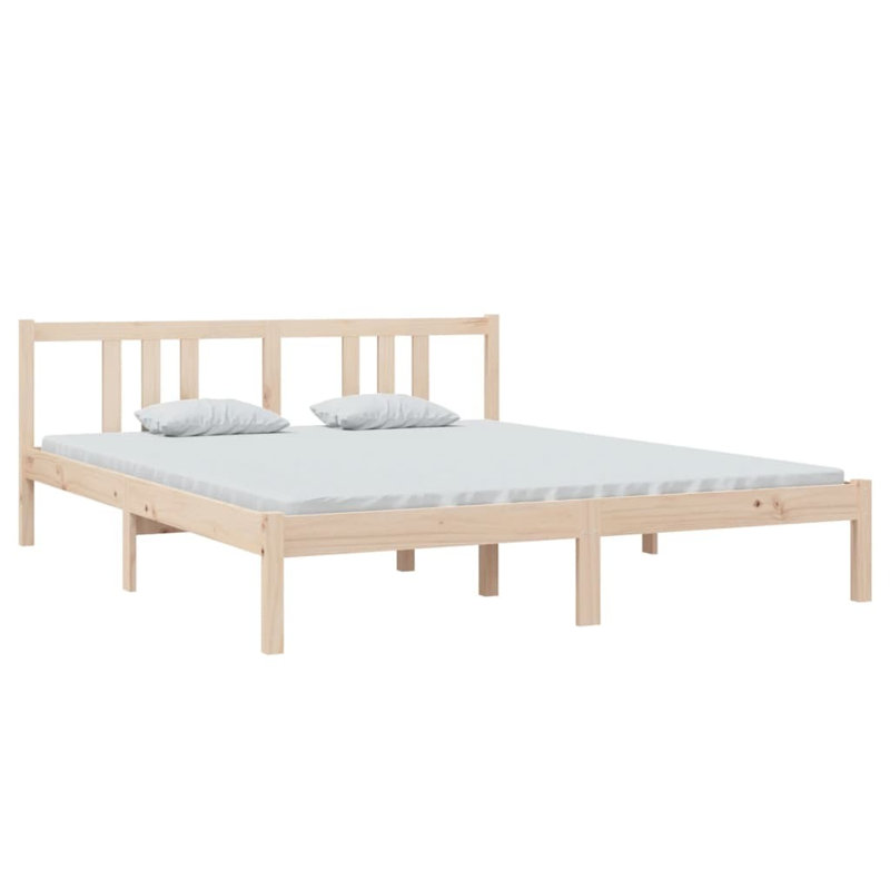 Bed Frame Solid Wood, natural, 90 x 190 cm