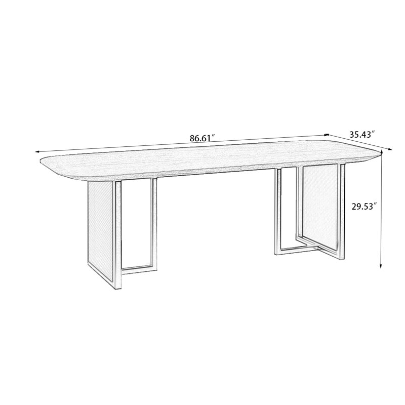 Table de salle à manger Burlywood, Burlywood, H 29,53 po x L 86,61 po x l 39,37 po