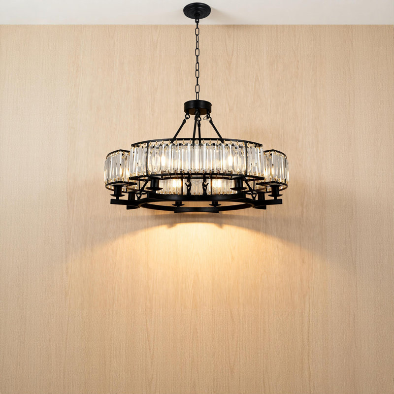 Lustre rond moderne en cristal avec lustres rétro à 8 lumières à intensité variable rétro