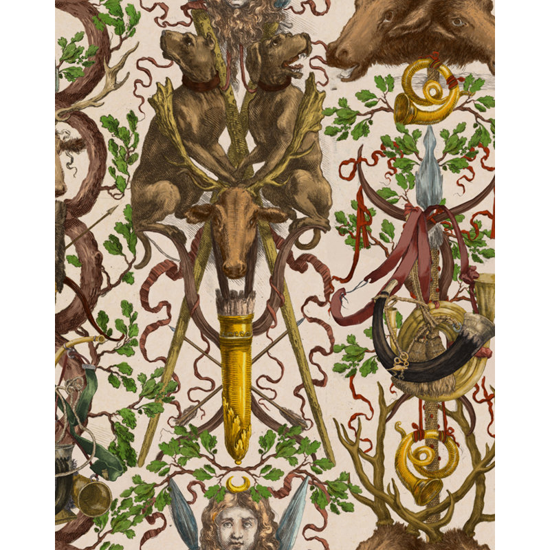 Tyrol Apres-Ski Home Wallpaper Roll, Brown/Green/Red/Taupe