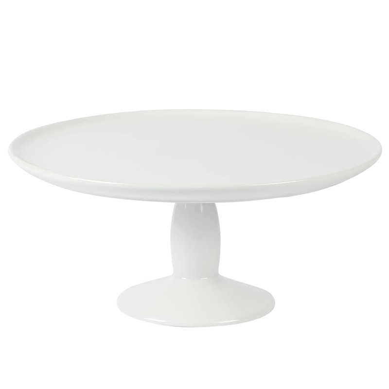 Martha Stewart 12 Inch Fine Ceramic Round Cake Stand With Server in White