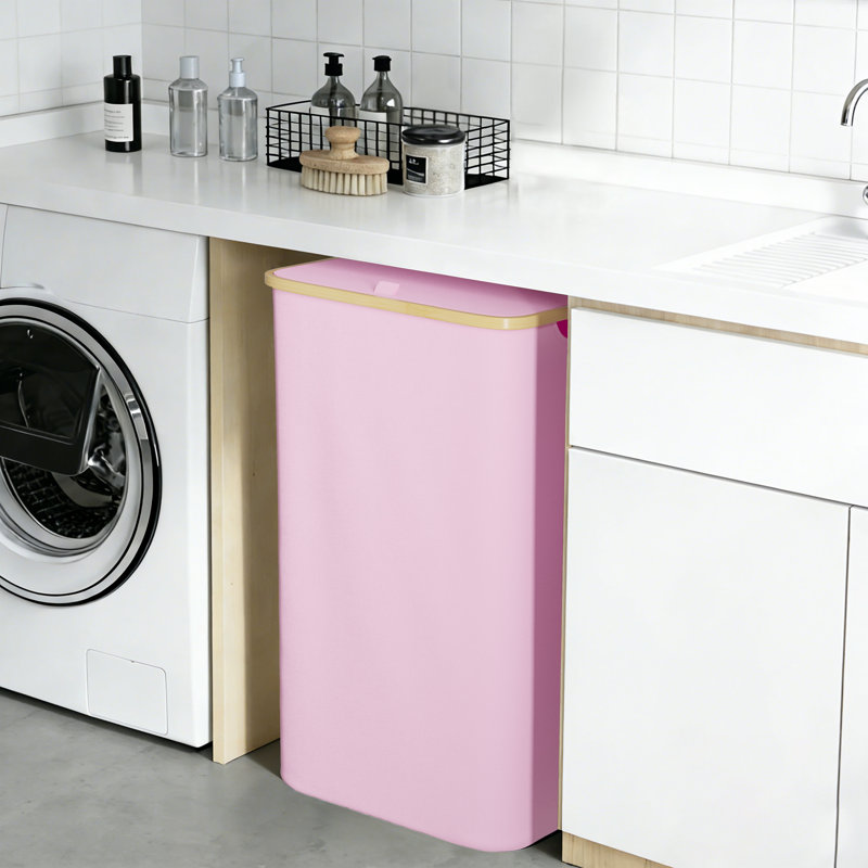 Panier à linge avec couvercle, grand panier à linge pliable de 110 L avec poignées en bambou pour la chambre à coucher, la salle de bain, le dortoir et la salle de lavage
