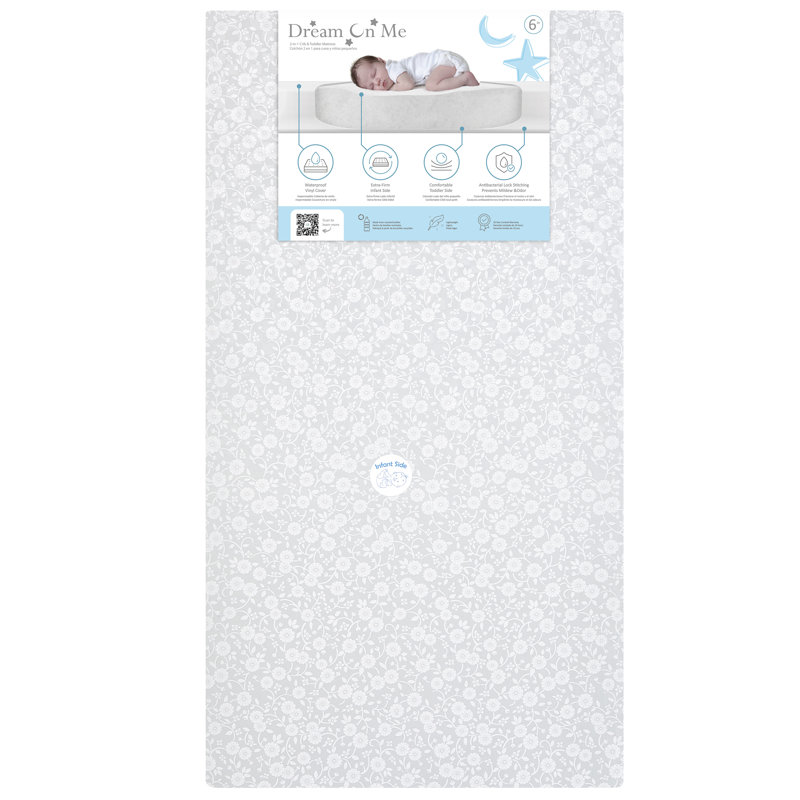 White Gel Memory Foam Waterproof Crib and Toddler Mattress