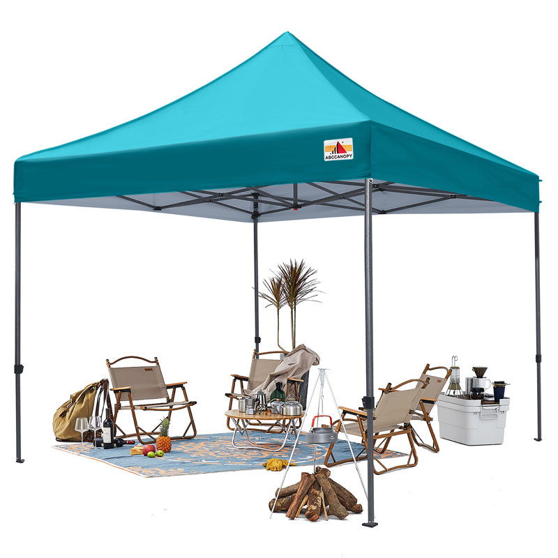 Abri instantané commercial 10 pi The Pop Up Canopies L 10 pi. D Auvent escamotable en métal, Turquoise