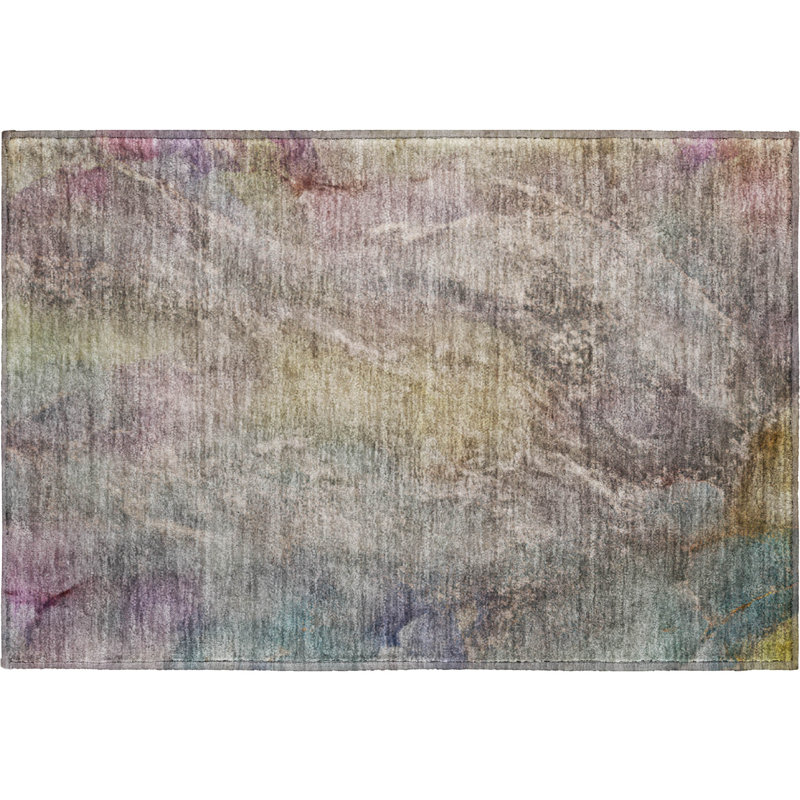 Premium Machine Washable Mayfield AMF2307 Abstract Rug, 1'8" x 2'6", Beige
