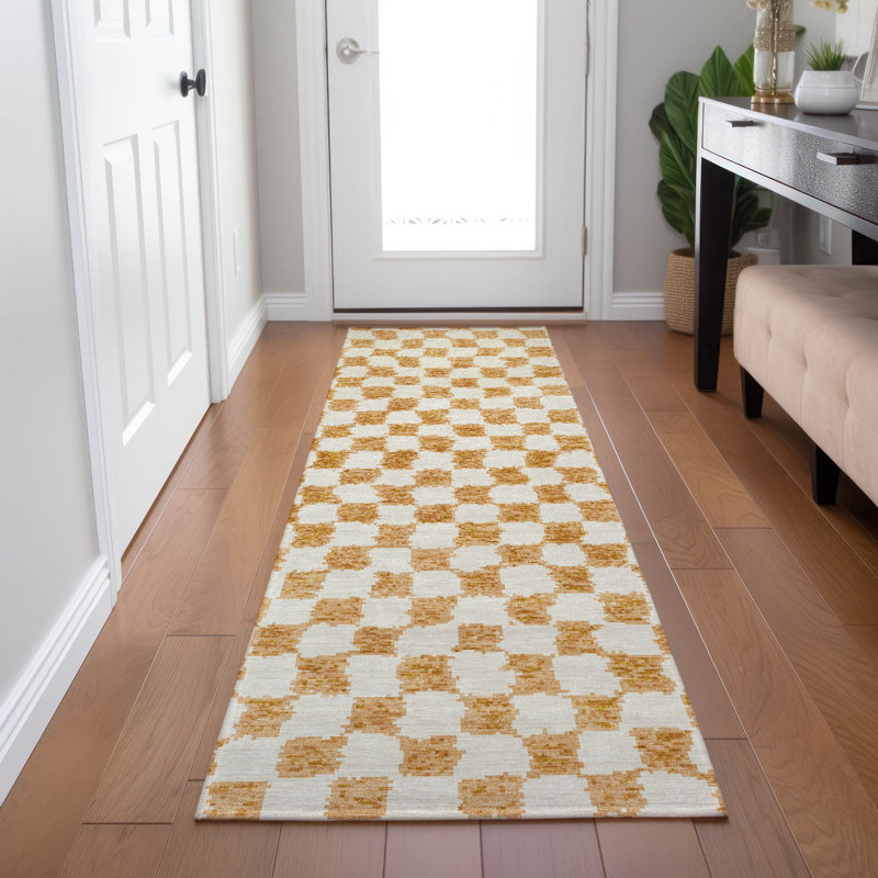 Tapis orange intérieur / extérieur lavable à la machine, Tapis de couloir 2 pi 3 po x 7 pi 6 po