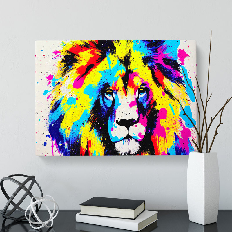 Colourful Lion Vol.6 Abstract - Wrapped Canvas, 35cm H x 50cm W x 3cm D
