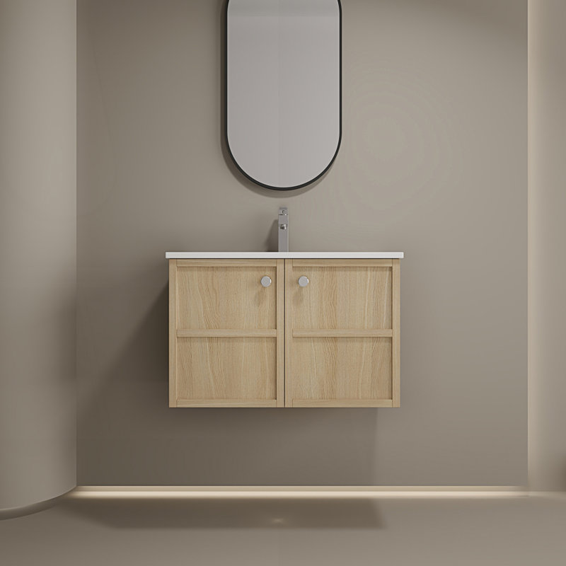 Meuble-lavabo mural avec lavabo en céramique et 2 portes à fermeture douce, 30"