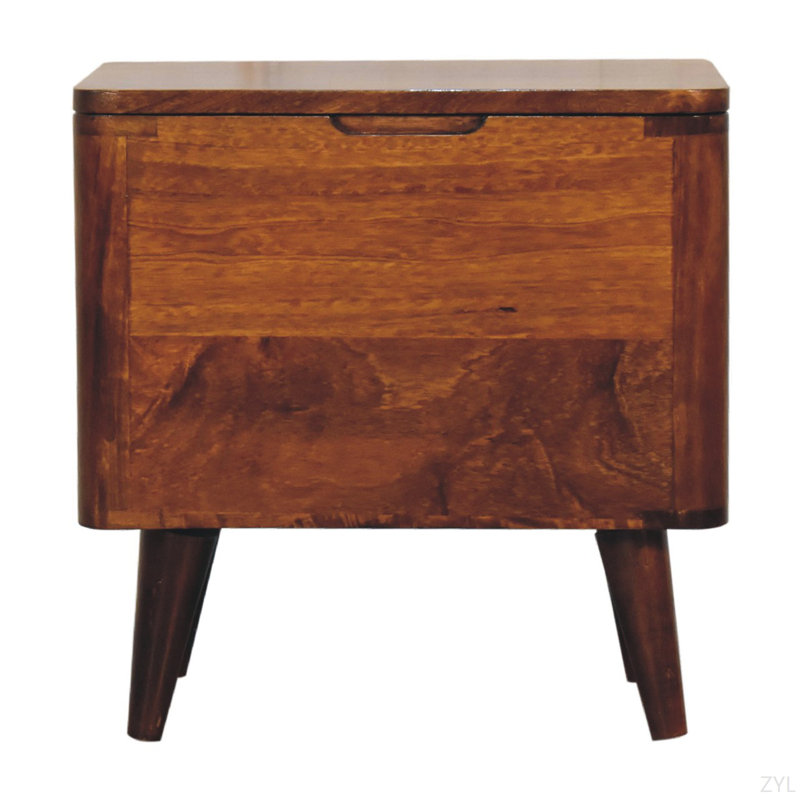 Tabouret de rangement en bois massif châtaignier